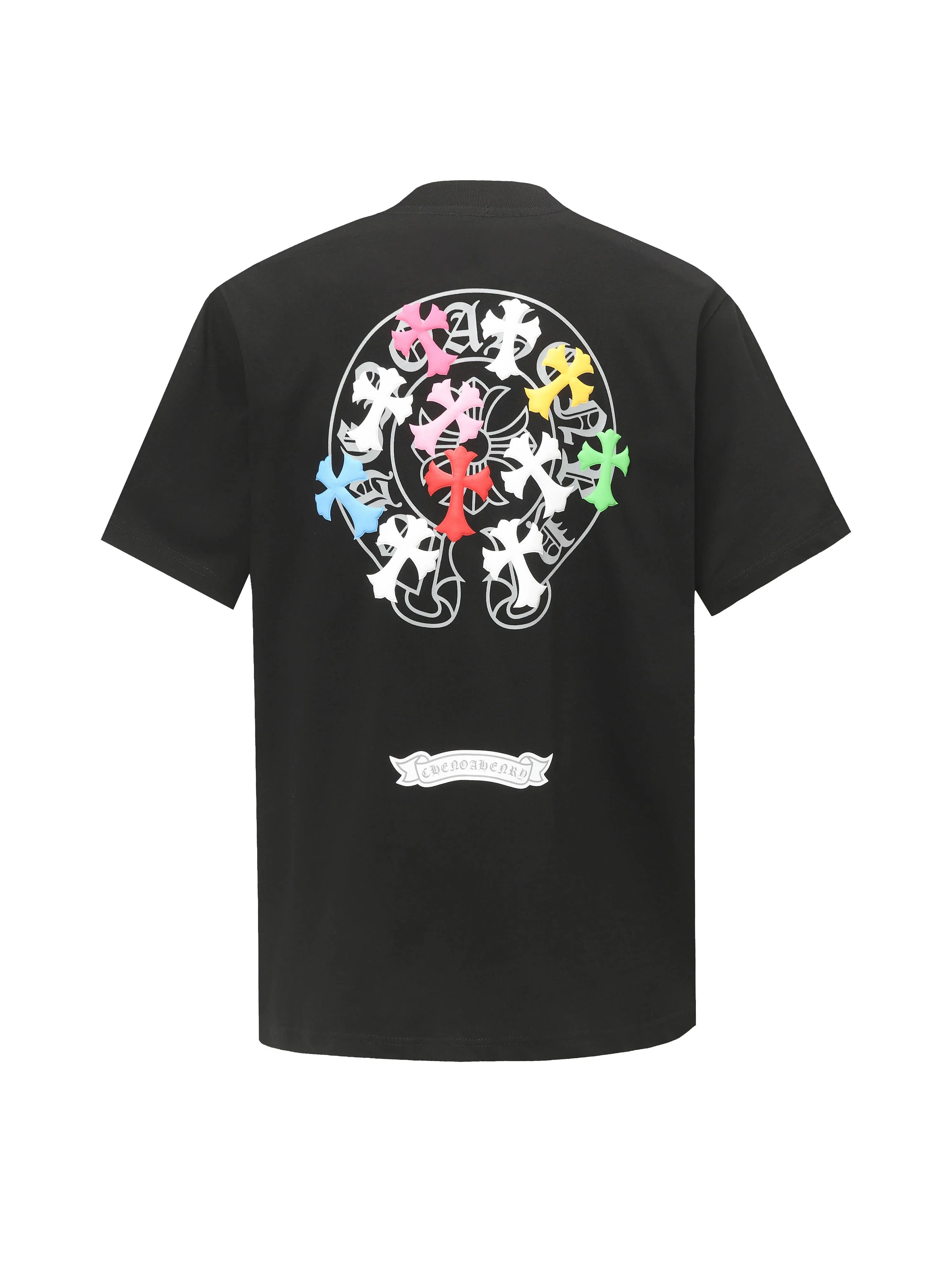 🅿️180 CHROME HEARTS/Chrome Heart CH foam printed short-sleeved T-shirt The fabric is made of 280g heavy combed cotton, customized with 32 count 1*1 threads, and washed twice for ready-to-wear. The fabric is comfortable and skin-friendly without any strange feeling. Custom-dyed fabric, with high textile density, good drape, and not easy to deform. The thick texture and tight spinning process will not affect the breathability of the fabric. The color saturation is very high. Imported digital direct-injection printing technology. A versatile and good-looking short-sleeve. The loose version covers the flesh and makes you look slimmer. It is the same style for men and women. It has three complete standards. Color: Black-White Size: XS-L